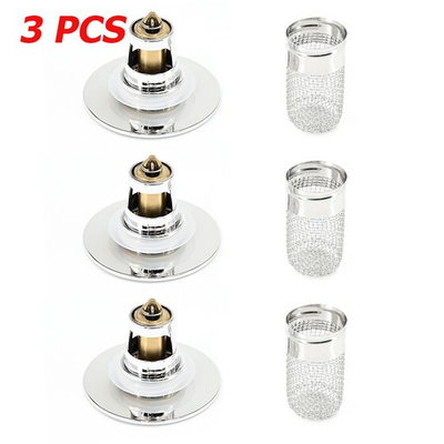 #ad 3X Bathroom Sink Stopper Hair Catcher Pop Up Drain Filter Wash Basin Core Bounce $7.99