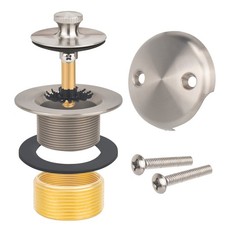 Lift and Turn Bathtub Drain Kit with 2-Hole Overflow Plate, Multiple Finishes