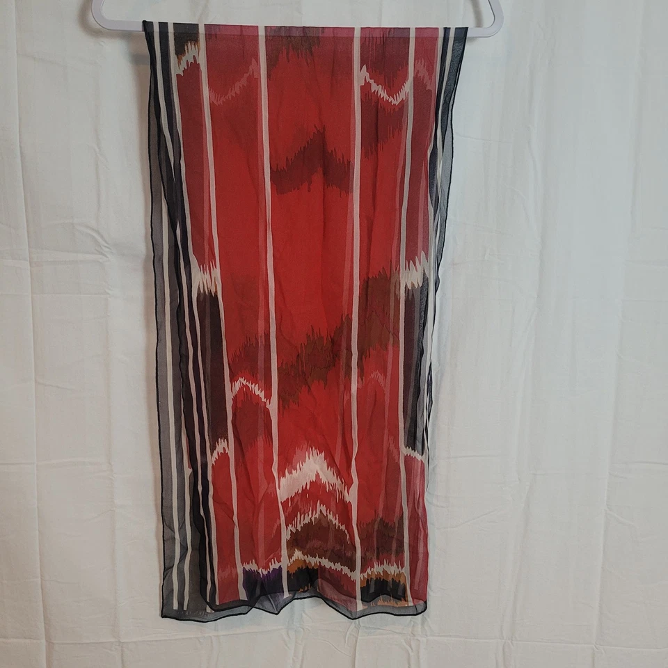 Bufanda de seda Ellen Tracy roja negra 13,5 X 54" ligera clásica elegante vintage Foto 4 de 4