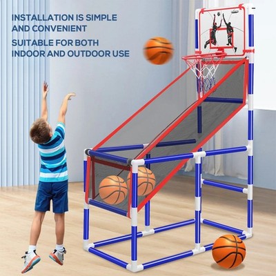 Basketball Spiel Set Kinder Basketballkorb für Indoor Outdoor mit 4 Bällen 88cm bis