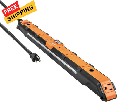 Klein Tools 29602 Magnetic Power Strip, Surge Protector with Orange/Black 