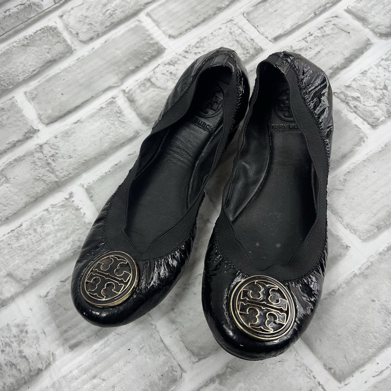 Tory Burch Caroline Women's Size 6.5 M Black Patent Leather Ballet Flats Shoes thumbnail 12