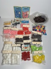Vintage Lot Crafting Pom Poms Assorted Colors  Sizes 5mm - 1"