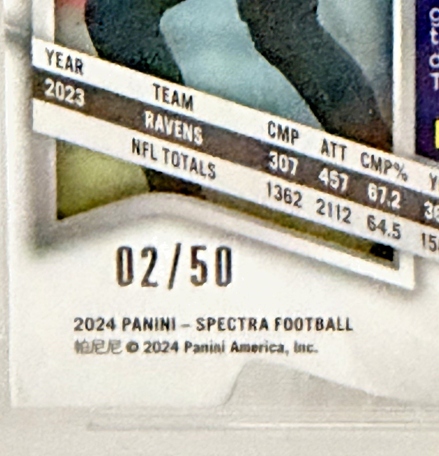 Panini 2024 Spectra Lamar Jackson #15 Neon Blue Prizm Die-Cut /50 PSA 9 Ravens view 3