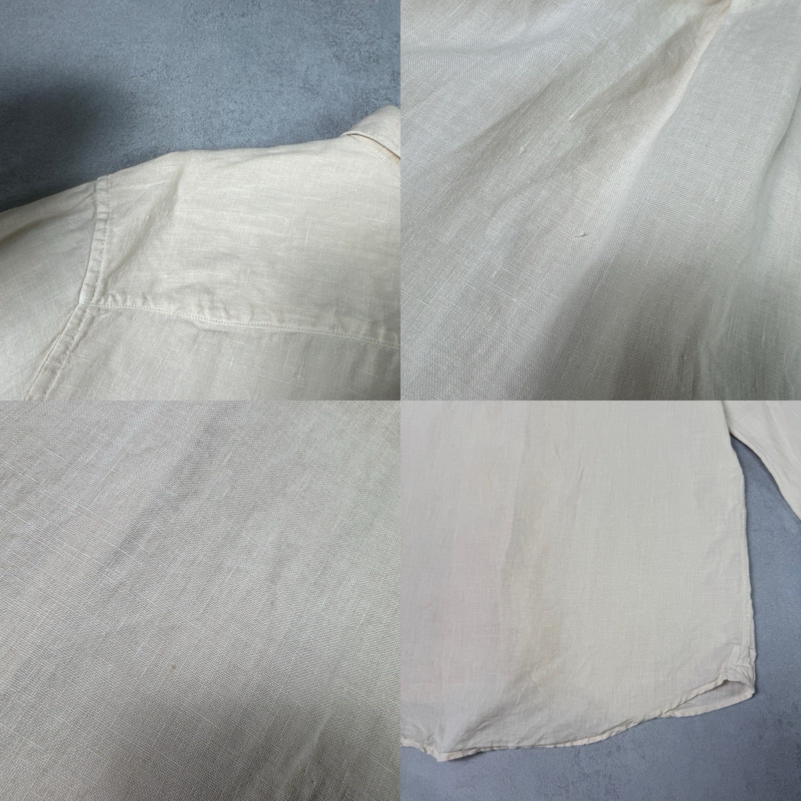 Toast Loop Button Linen Button Up Shirt Beige Size L