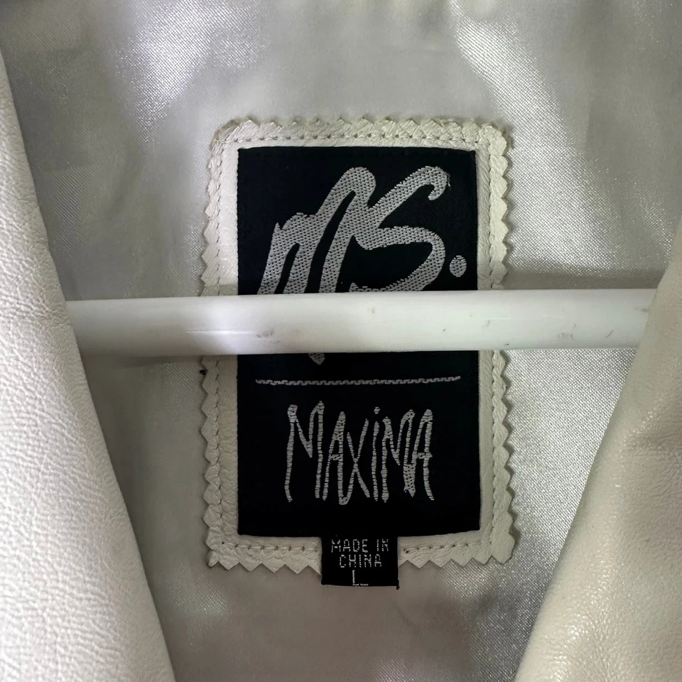 Chaqueta Blazer Grande Vintage Máxima Para Mujer Cuero Blanco 3 Botones Minimalista Años 90 Foto 4 de 4