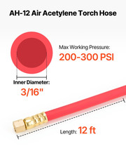 12FT Air Acetylene Torch Hose 3/16in Welding Hose w A Type Fittings