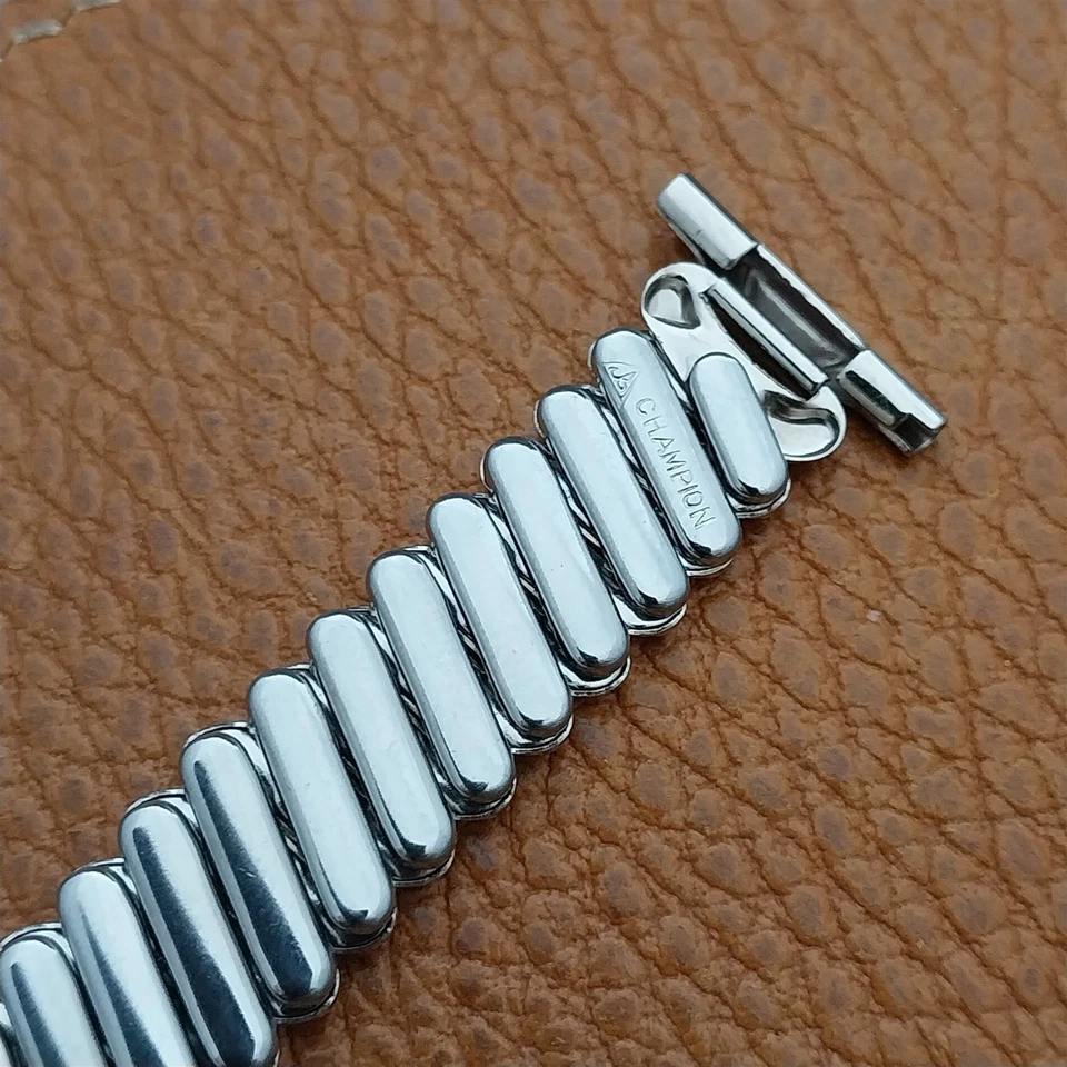 Correa de reloj corta clásica JB Champion relleno de oro blanco vintage años 40 19 mm 18 mm 16 mm Foto 4 de 4