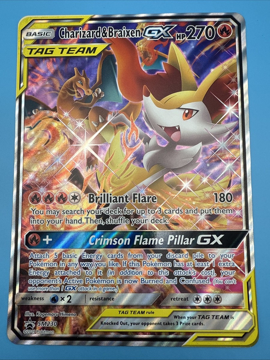 Charizard & Braixen GX SM230 Promo Pokemon Sun & Moon Tag Team