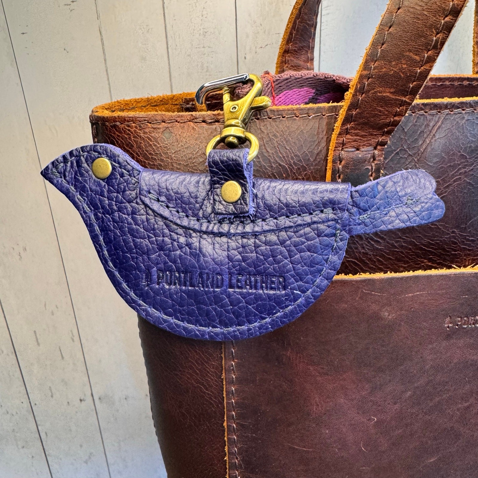 COBALT Leather Mockingbird Pouch Charm