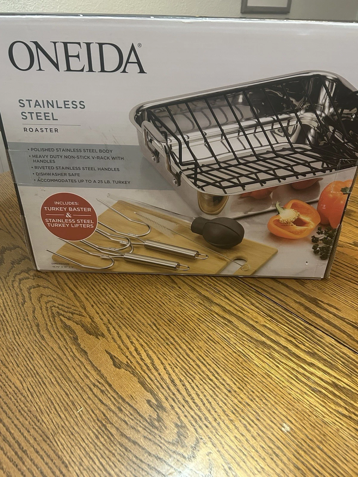 Oneida Stainless Steel Roaster Pan Set 16"X 13”X3" Turkey Roaster