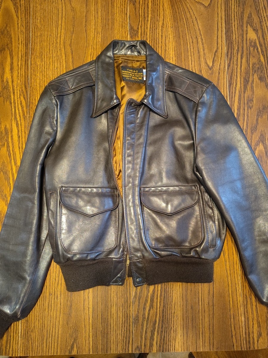 Schott NYC Type A-2 Leather Flight Jacket Made In USA | eBay