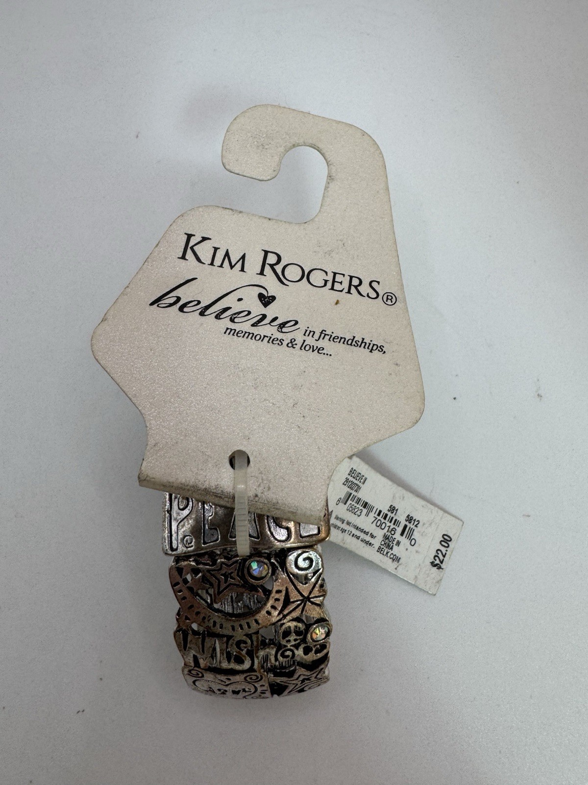 Kim Rogers Believe In Silver Tone Stretch Braclet NWT - Faith Love Peace Wish