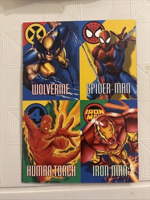 1996 Marvel Vision Encryptalyzer Tri Fold 4 Card Sheet Spider-Man Wolverine