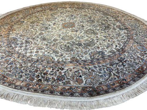 Hand-knotted cashmere silk ghom carpet - silk on silk215 cm-