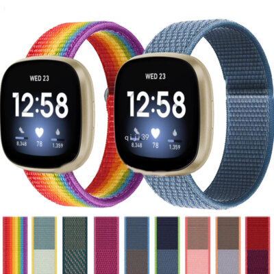 For Fitbit Versa 4 3 / Sense 2 Woven Nylon Loop Watch Band Sport Strap Wristband