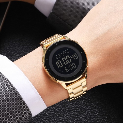SKMEI Men Golden Watch Luxury Brand Steel Wristwatch LED Digital Male Watches - Picture 10 of 29