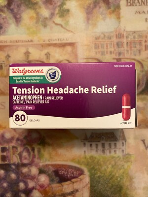 Walgreens Tension Headache Relief 80 Gelcaps~ Exp. 04/2027+