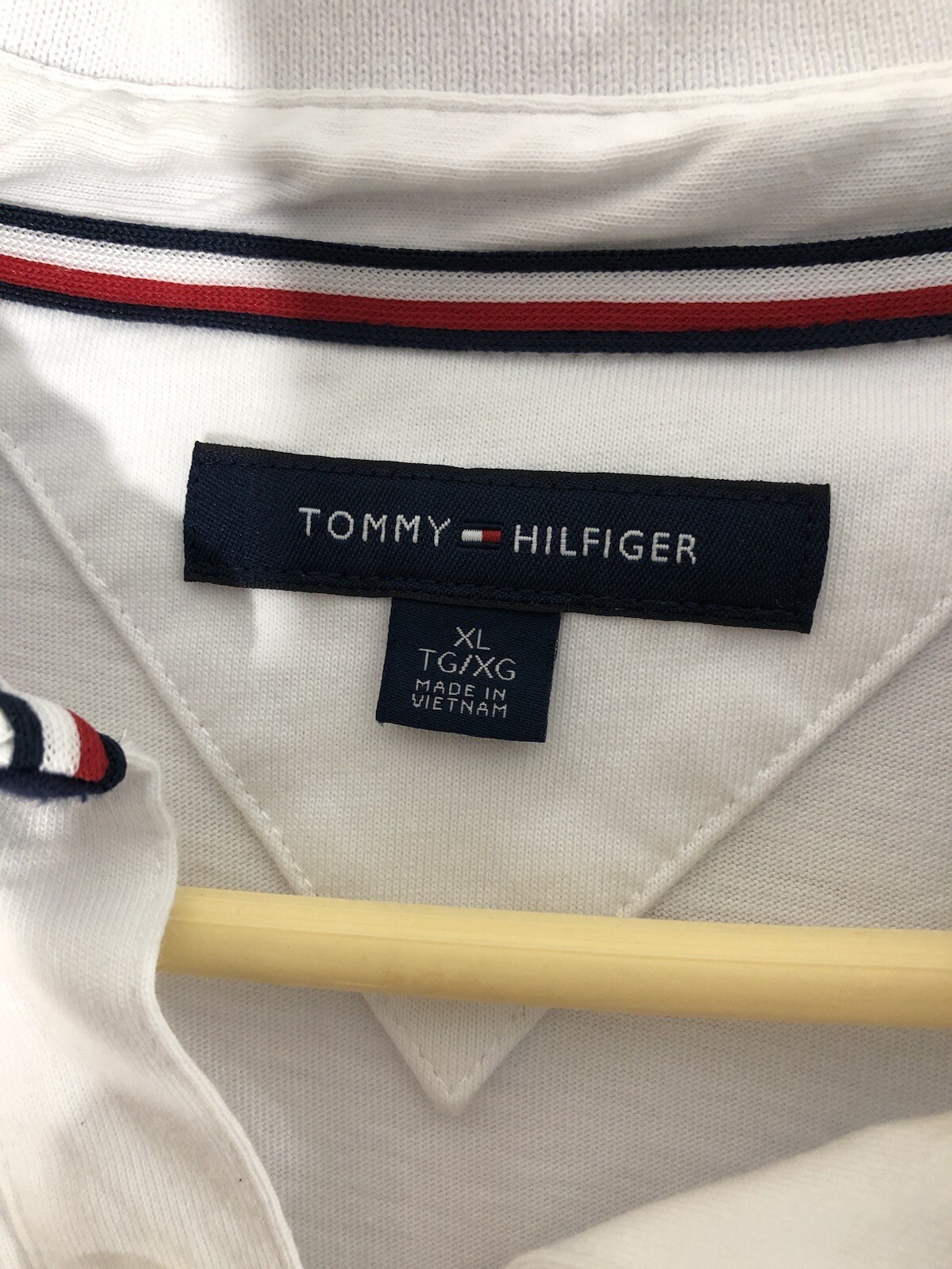 Tommy Hilfiger Polo Shirt Adult XL/ TG /XG White Blue Red Golf Rugby