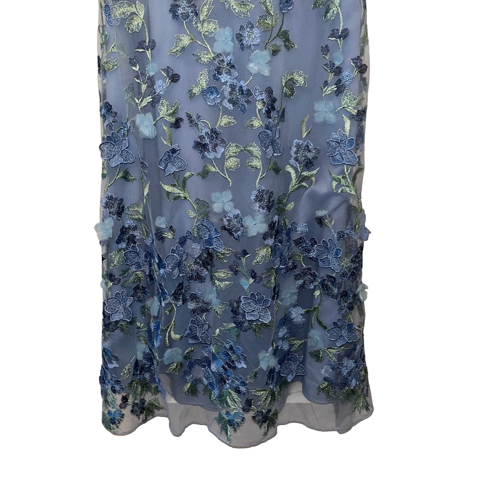 Marchesa Notte Blue Floral Embroidered Tulle Evening Gown Dress 2 Wedding NWT 🟡 image 7