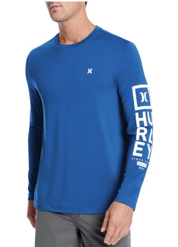 Men's Hurley Long Sleeve Blue Medium SunShirt UPF 50+ - Picture 2 of 9