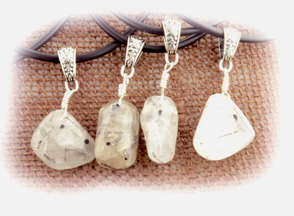 Унисекс кварц с турмалином кристалл провода надежном ожерелье кожаный шнур защищает - Изображение 3 из 4