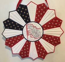 Quilted and Embroidered Patriotic Wall / Door Hanging