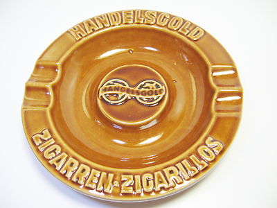 Handelsgold Pottery Ashtray 6.325'' Zigarren Zigarillos Brown 