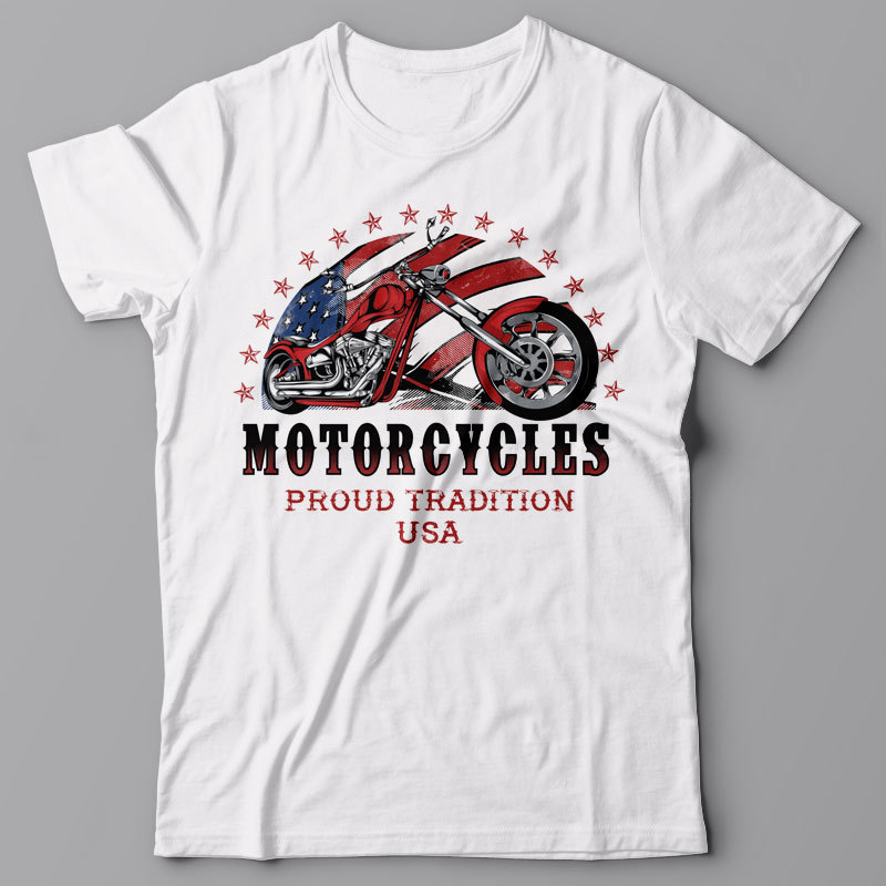 T-Shirt Biker Chopper American Tradition USA - Tee Homme Graphique, 100% Coton, Tailles S à 5XL, Neuf Avec étiquettes