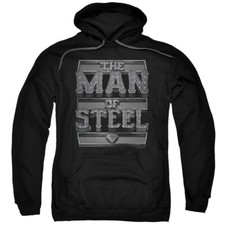 SUPERMAN STEEL TEXT Licensed Adult Hooded Sweatshirt Hoodie SM-5XL