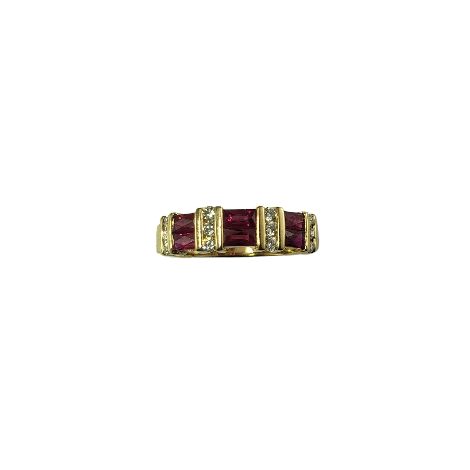 14K Gold Lab Created Ruby & Diamond Ring Size 7.2… - image 2
