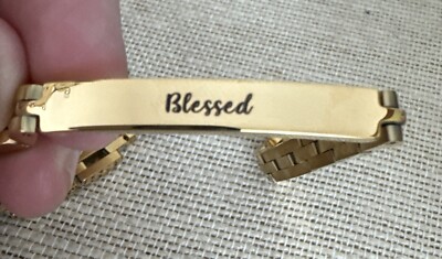 Plunder Design Fashion Jewelry Engraved Blessed Gold Chain Link Bangle Bracelet