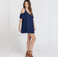 Show Me Your Mumu Birdie Ruffle Mini Dress In Navy Size Small
