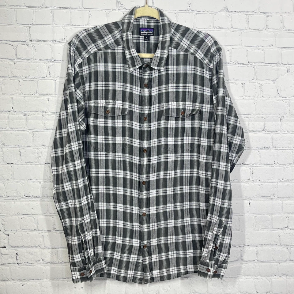 Camisa Patagonia a Cuadros Hombres Grande a Cuadros Abotonada Algodón Orgánico Franela Ligera Foto 2 de 4