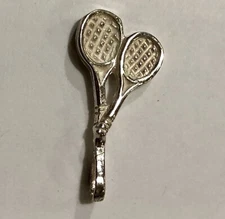 Sterling Silver  .925 Tennis Racquet Pendant Charm