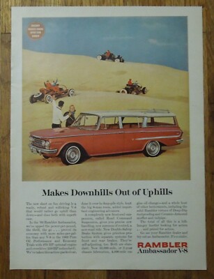 1962 AMC RAMBLER AMBASSADOR WAGON Magazine Ad - Makes Downhills Out of Uphills.