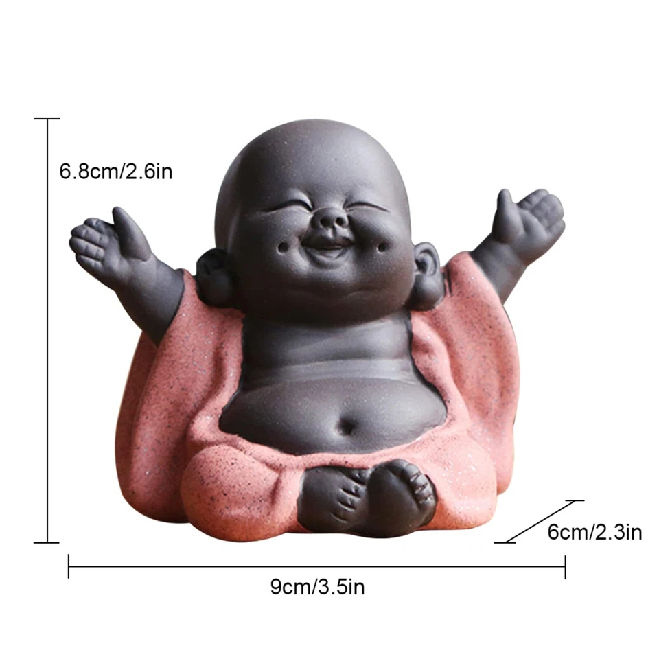 Ornamento de estátua de Buda de cerâmica rindo Maitreya Buda escultura de chá Little Mon - Imagem 2 de 4