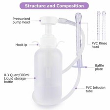 300ml Pump Action Enema Bottle with Nozzle Douche Clean Stream Silicone Tool Kit