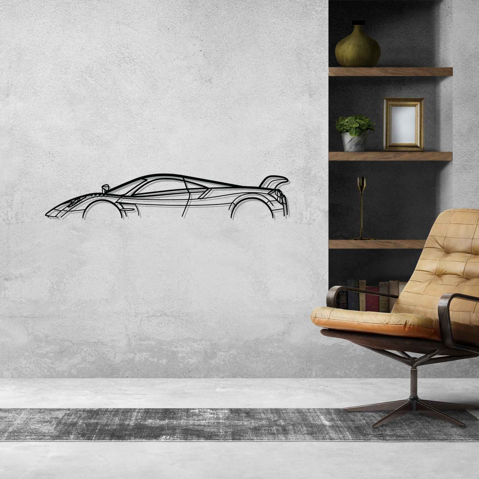Wall Art Home Decor 3D Acrylic Metal Car Auto Poster USA Silhouette Huayra