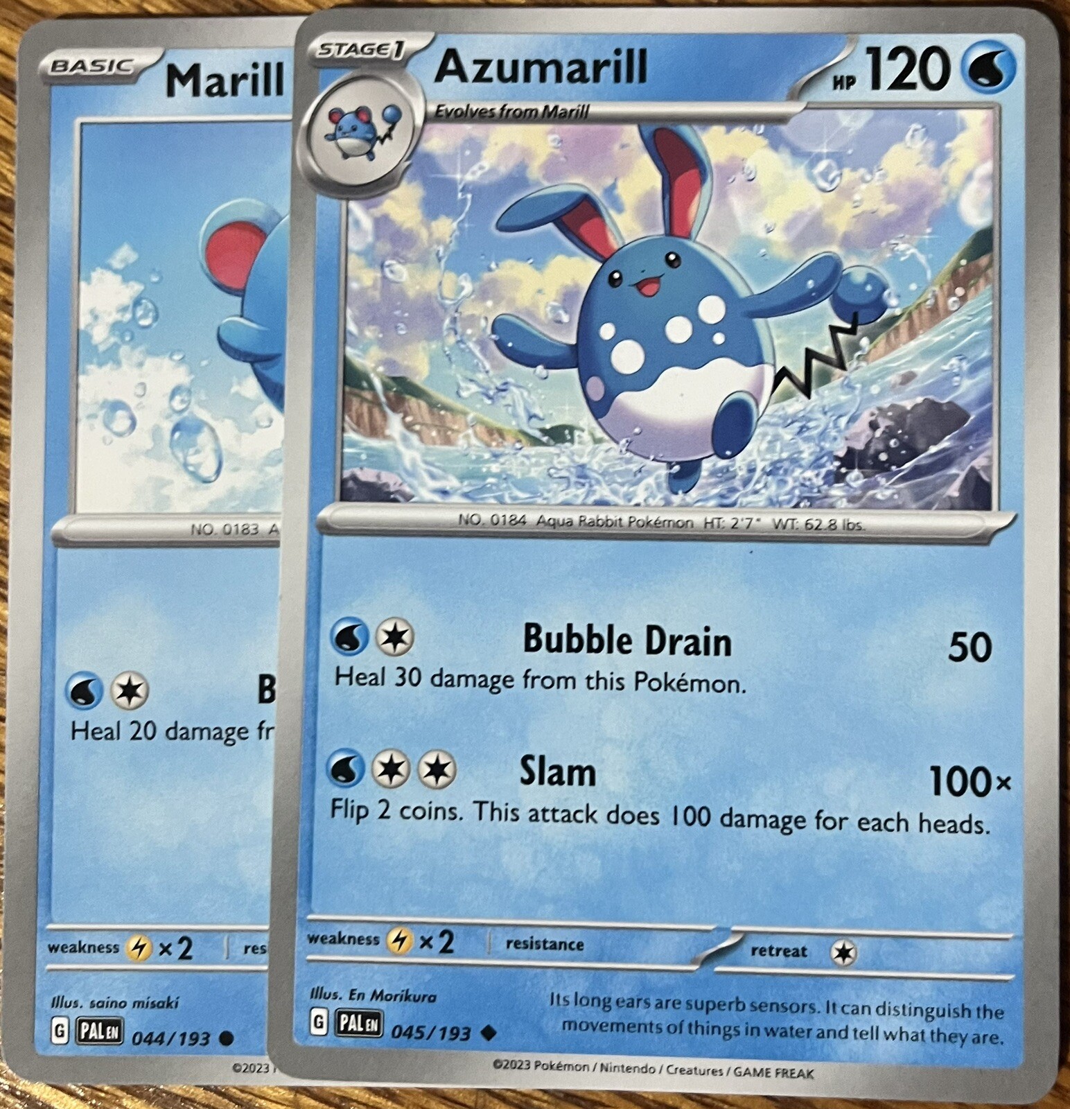 Marill 44/193, Azumarill 45/193 - Evo Line - Paldea Evolved - Read Desc.