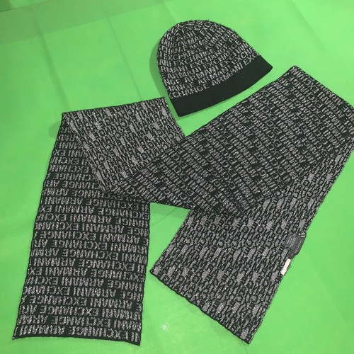 AX logo beanie hat scarf unisex men 