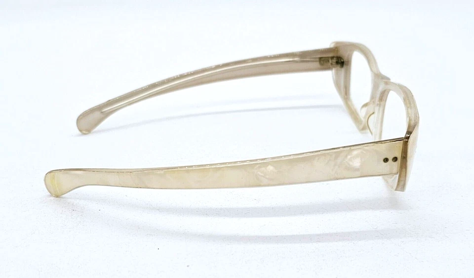 Cat Eye Eyeglasses Frame Retro Marbleized White DOSCAR FRANCE Vintage Glasses - Image 4 of 4