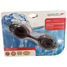 Speedo Pink Goggles Record Breaker Mirrored Adult 15 YRS Up Swimming Mask