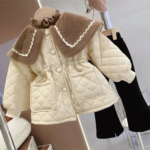 Girls Fleece Jacket Winter Kids Cotton Coat Padded Warm Toddler Solid 2-8 Years - Bild 2 von 22