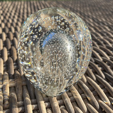 Vintage Hand Blown Glass Controlled Bubbles  Embedded Ball Paperweight