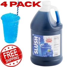4 Pack Case Slushy Machine Syrup 1 Gallon Blue Raspberry Syrup Frozen Drink Mix