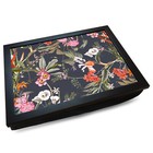Dark Floral Pattern Handmade Cushioned Lap Desk Tray | Wooden Frame | Bean Bag