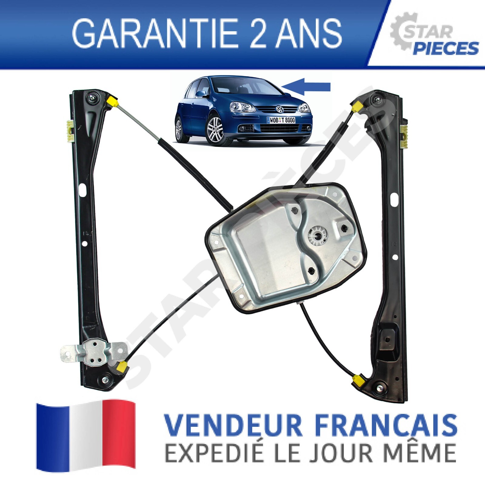 Lève-vitre avant gauche VW Golf 5 avec rails renforcés anti-friction