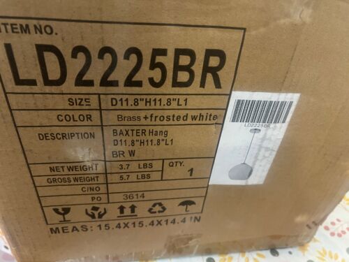 Living District LD2225BR Baxter 12" Wide Pendant, Brass/Frosted White - Picture 2 of 8
