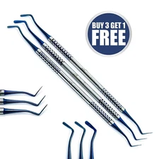 Dental Flat Plastic Composite Filling Instruments Titanium Coated Tips Set of 3